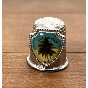 Ocean‎ Isle North Carolina Palm Tree Silver Tone Metal Thimble